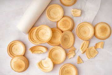 Homemade tartlets on grey background