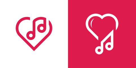 logo design heart and note music icon vector inspiration
