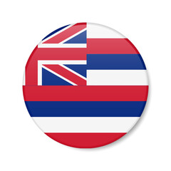 Hawaii flag circle button icon, US state round badge. 3D realistic isolated vector illustration
