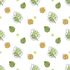 seamless pattern with  monstera leaves