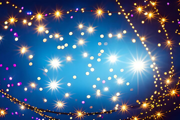 Fototapeta premium holiday illumination and decoration concept. Christmas garland bokeh lights