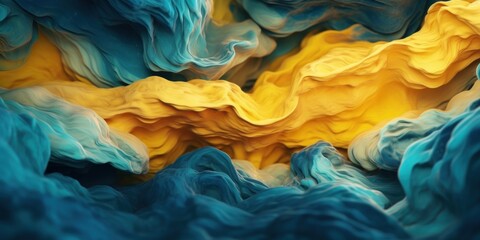 Abstract colorful fantasy with stone waves orange with blue. Ai generation