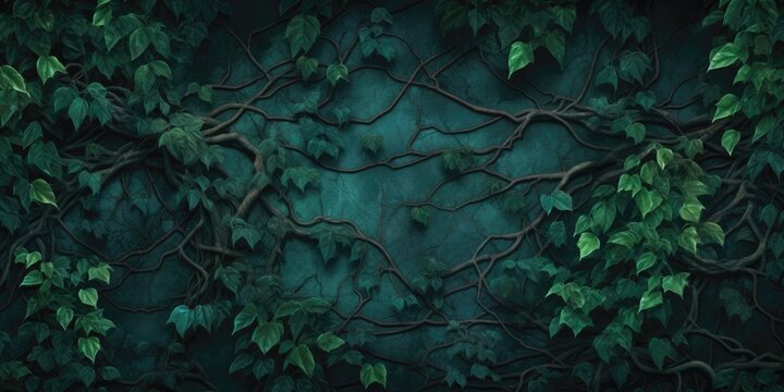 Twisting vines and leaves intertwine, creating a lush and enchanting nature-inspired texture background. Generative AI