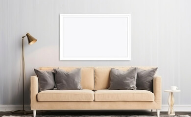 poster in room with sofa interior modern