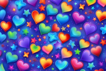 seemsless pattern of hearts and stars, love, valentine background