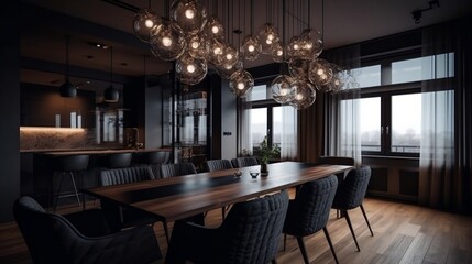 The interior design of the modern dining room generative ai