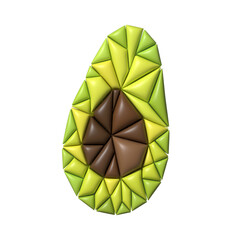 3D vector model of an avocado in an abstract style