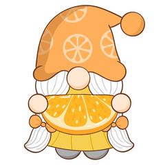 a dwarf holding a fruit