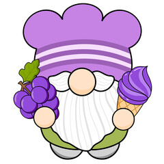 Dwarf holding grapes and grape ice cream