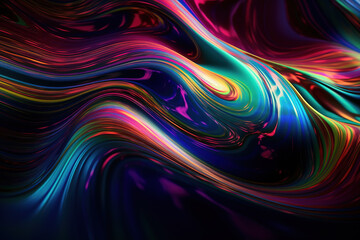 Fototapeta premium Colorful holographic foil fluid design background vibes. Generative AI
