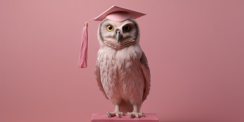 Little owl with graduation hat for education cartoon animation, AI Generated