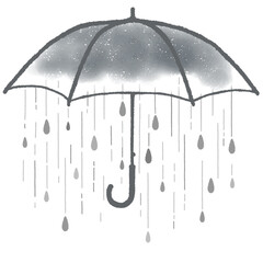 rain under the umbrella.