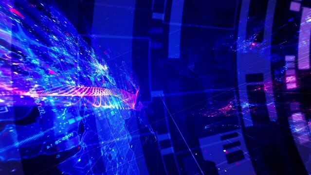 Business Transformation gold text motion flare effect futuristic hitech cinematic trailer title background on blue HUD animation abstract background  