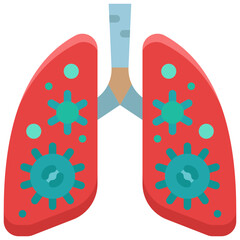 infected lung flat icon