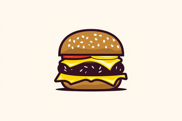 Vector big burger vintage retro line art
