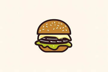 Vector big burger vintage retro line art
