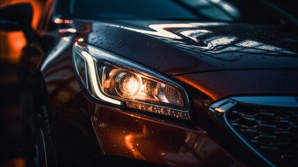 Fototapeta na wymiar Sleek and Stylish: Cutting-Edge Car Headlights for an Enhanced Driving Experience, generative AI