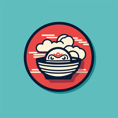 Ramen Japanese cuisines cartoon logo design