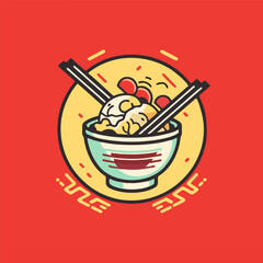 Ramen Japanese cuisines cartoon logo design