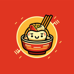 Ramen Japanese cuisines cartoon logo design