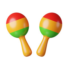 Maracas with colorful 3d rendering icon for website or app or game. Fun and simple Maracas