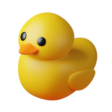 Rubber duck with yellow color 3d rendering icon for website or app or game. Fun and simple Rubber duck