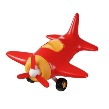 Airplane toy with red color 3d rendering icon for website or app or game. Fun and simple Airplane toy
