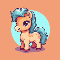 Cute Cartoon Horse - Playful Equine Character. Vector Illustration for Children and Baby. Farm Animal Clipart with Equestrian Theme