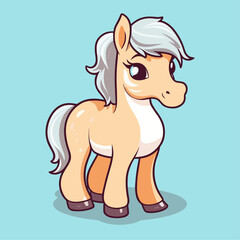 Cute Cartoon Horse - Playful Equine Character. Vector Illustration for Children and Baby. Farm Animal Clipart with Equestrian Theme