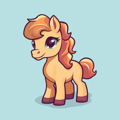 Cute Cartoon Horse - Playful Equine Character. Vector Illustration for Children and Baby. Farm Animal Clipart with Equestrian Theme