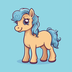 Cute Cartoon Horse - Playful Equine Character. Vector Illustration for Children and Baby. Farm Animal Clipart with Equestrian Theme