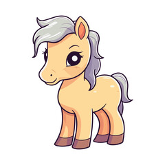 Cute Cartoon Horse - Playful Equine Character. Vector Illustration for Children and Baby. Farm Animal Clipart with Equestrian Theme