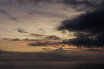 Tropical sunset in Bali island overlooking the ocean