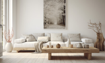 Fototapeta na wymiar Luxury modern contemporary home interior. Scandinavian style of architectural concept