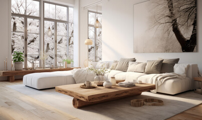  Luxury modern contemporary home interior. Scandinavian style of architectural concept