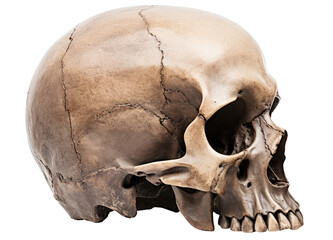 Half of a skull isolated on transparent background, side view, Generative AI