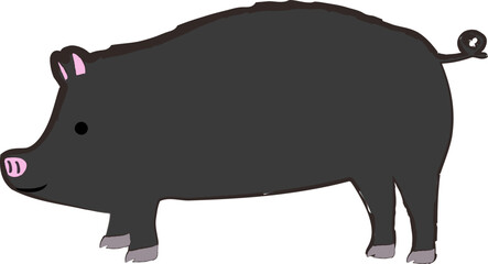 シンプルな黒豚のイラスト