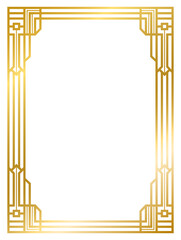 Art Deco gold frame vintage frame line geometric wedding label card frame png transparent background