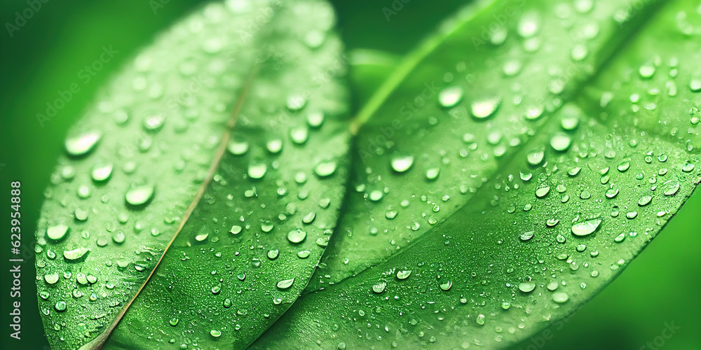 Poster green leaf background close up view. nature foliage abstract of leave texture for showing concept of