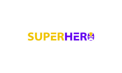 superhero logo typography style with letter O as hero mask