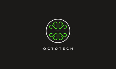 abstract octopus logo pictogram style in simple circle shape