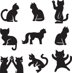 Cats silhouette, cat vector