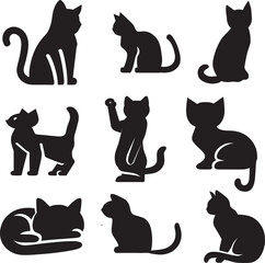 Cats silhouette, cat vector