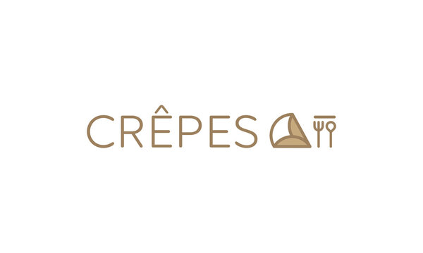 crepes logo with simple, minimalist style in white background