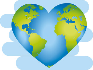 Digital png illustration of heart shape globe on transparent background