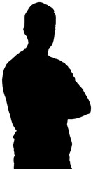 Digital png silhouette image of man with arms crossed on transparent background