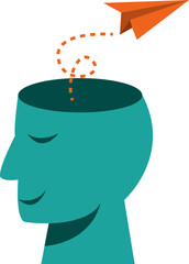 human head with rocket icon Startup concept design