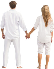 Digital png photo of caucasian couple holding hands on transparent background