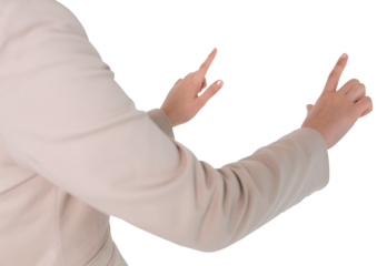 Digital png photo of caucasian businesswoman gesturing with hands on transparent background