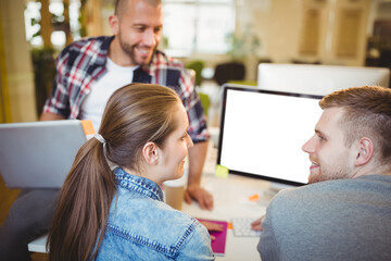 Digital png photo of caucasian friends using tablet with copy space on transparent background